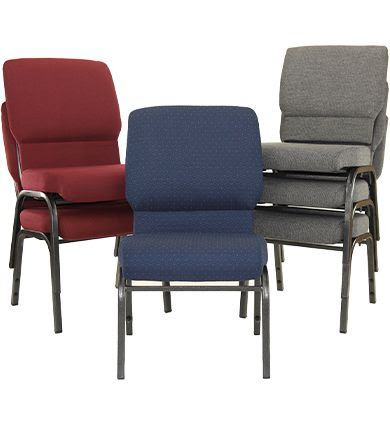 Upholstered chairs on fabricated steel frames in three finishes